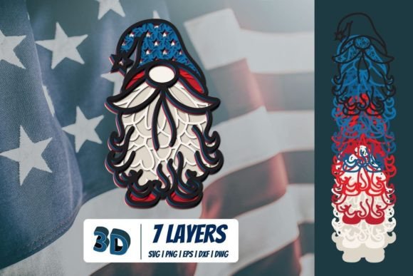 3D 4th of July Gnome SVG: Shapes for Web