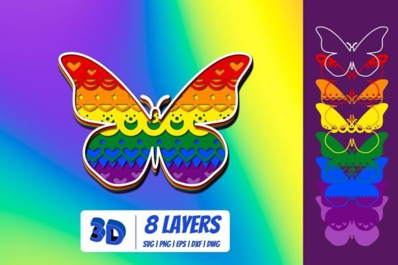 3D LGBT Butterfly SVG for Shapes & 3D SVG Projects