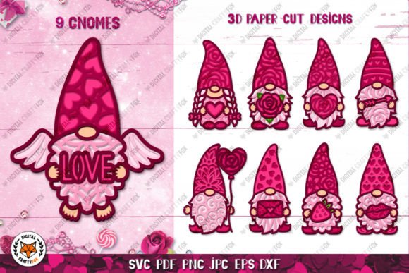 3D SVG Gnome Valentine Shapes Review