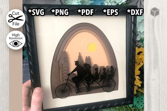 Bicycle Ride 3D SVG for Shadow Boxes