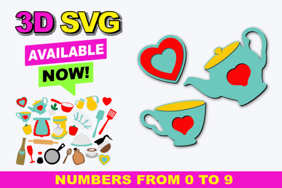 Cooking Elements 3D SVG: Graphics for Crafts