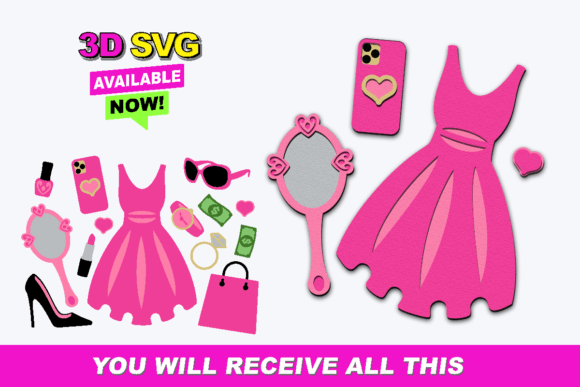 Fashion Elements 3D SVG for Crafts and Graphics