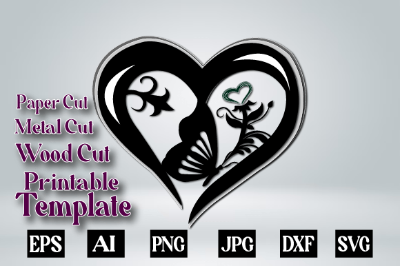 Floral Heart Butterfly 3D SVG: Graphics for Crafts