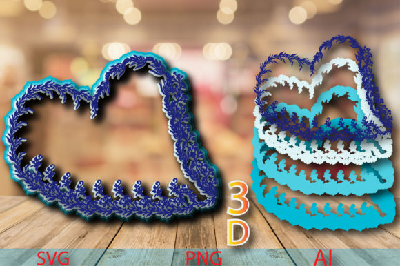 Floral Love Frame 3D SVG for Shapes