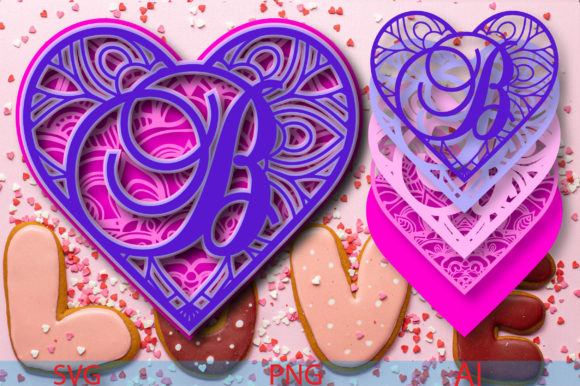Heart Mandala Alphabet B: 3D SVG Shapes Review
