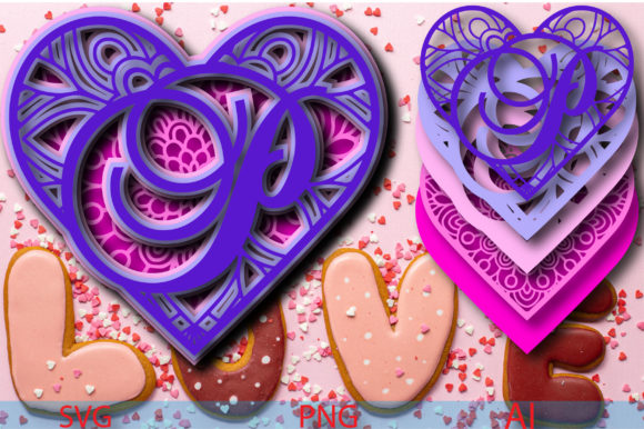 Heart Mandala Alphabet P: 3D SVG Shapes Review