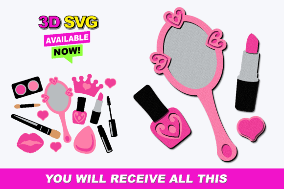 Make Up Elements 3D SVG for Crafts & Graphics