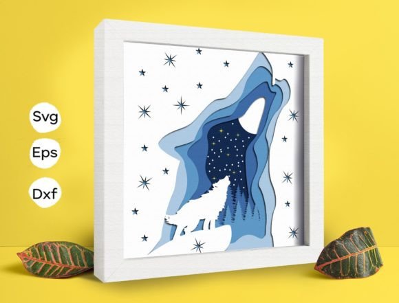 The Wolf Howls Papercut: 3D SVG for Shadow Boxes