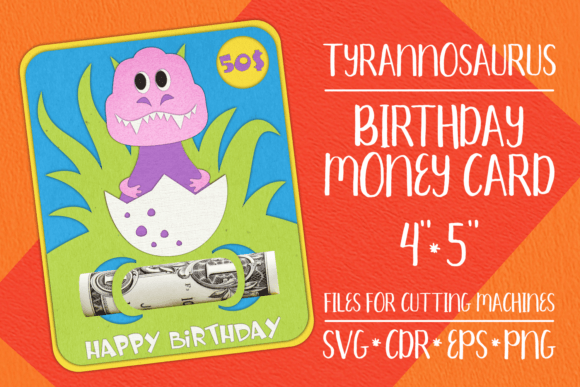 Tyrannosaurus Birthday Money Holder: 3D SVG Shapes
