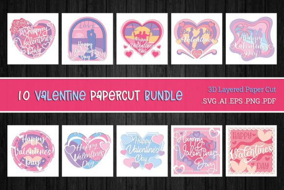 Valentine 3D SVG Graphics for Crafts