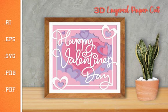 Valentine's 3D SVG Papercut Graphics & Crafts
