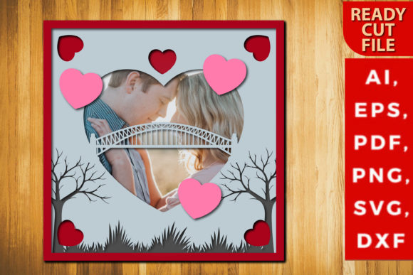 Valentines Day Photo Lightbox Layer Svg: 3D SVG for Shadow Boxes
