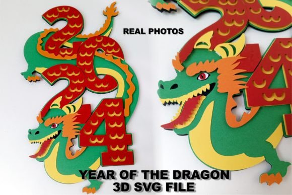 Year of the Dragon 2024 3D SVG: Graphics for Crafts